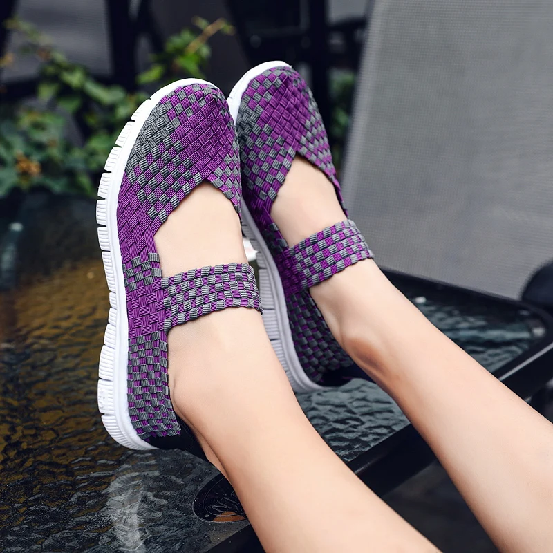 New Women\'s Shoes Summer Fashion Handmade Flat Sneakers Breathable Lightweight Hand-woven Shallow Mouth Women\'s Casual Shoes