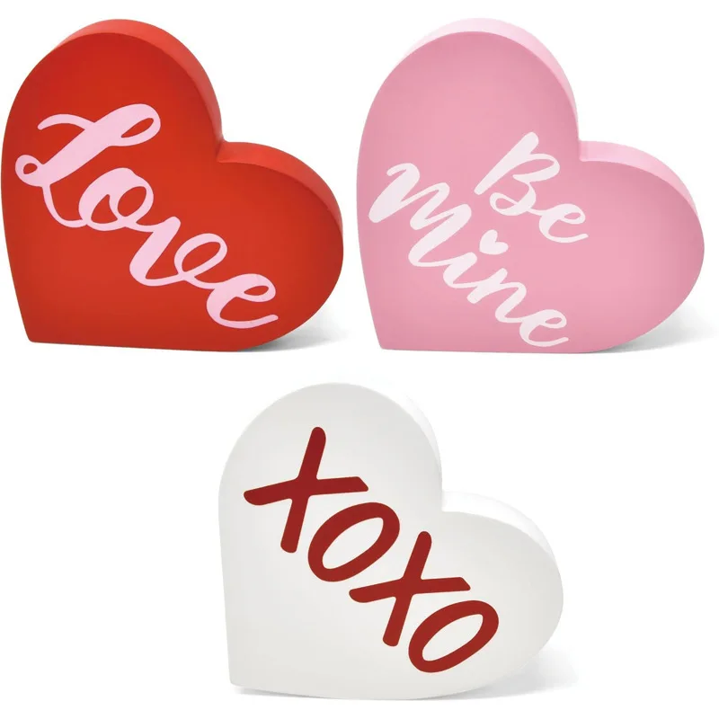 Valentine's Day Decorative Wooden Ornaments Heart Shaped Desktop Accessories Love Letter Wooden Crafts