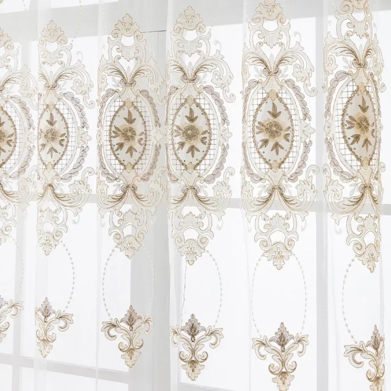 

New Blackout Heat Insulation Sunshade Light Luxury Modern Yarn European Embroidered Curtains for Living Dining Room Bedroom