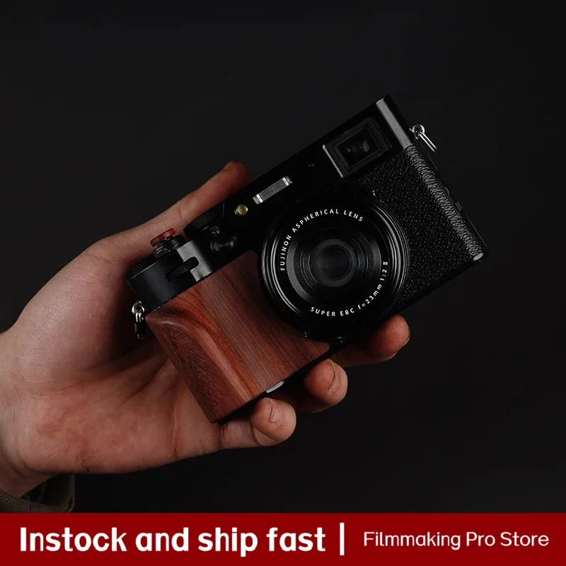 

Camera Handle Wood Hand Grip Holder Solid Wood Handle Ebony Rosewood Enhances Grip Handle Resistance, For Fujifilm X100VI Camera