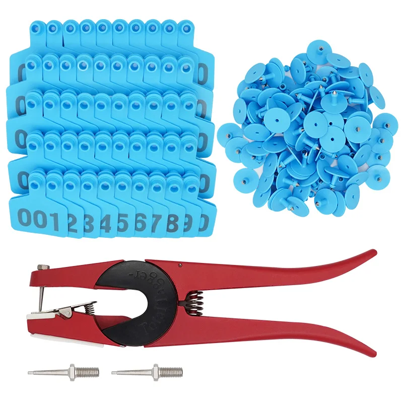 

100Pcs Livestock Cattle Goat Ear Tags Card Pig Ear Card, Animal Ear Tag Pliers and 2 Pins for Cattle Sheep Pigs Ear Tags