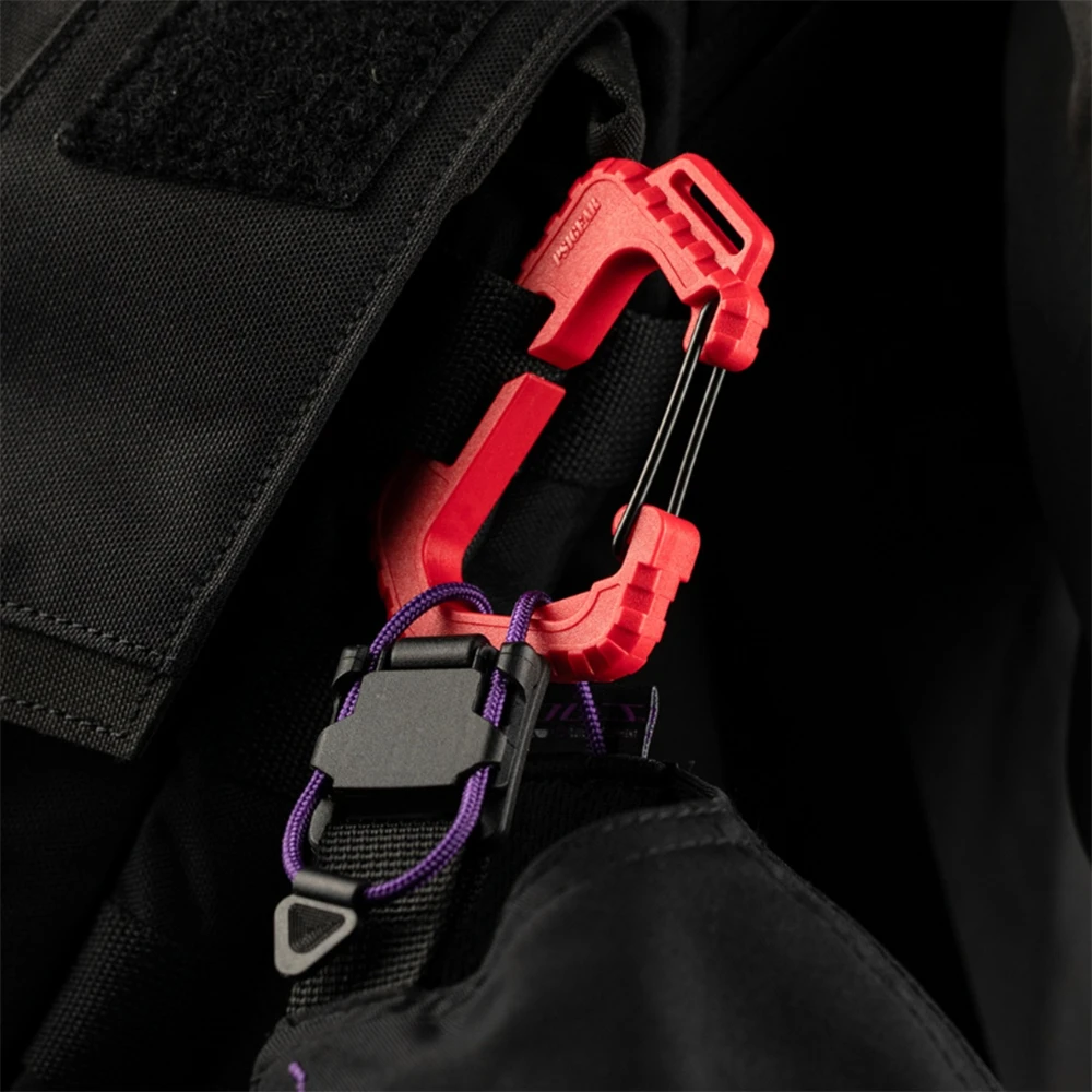 Tactical Multi-Functional Quick-Hook D Buckle Hook Luminous Survival Keychain for Glove Backpack DIY Accessories