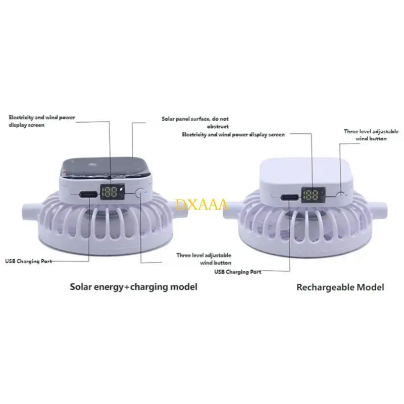 DXAA USB Chargeable Solar Powered Fan Hat with 3 Wind Modes Baseball Cap for Hot Weather and Outdoor Camping Climbing Use