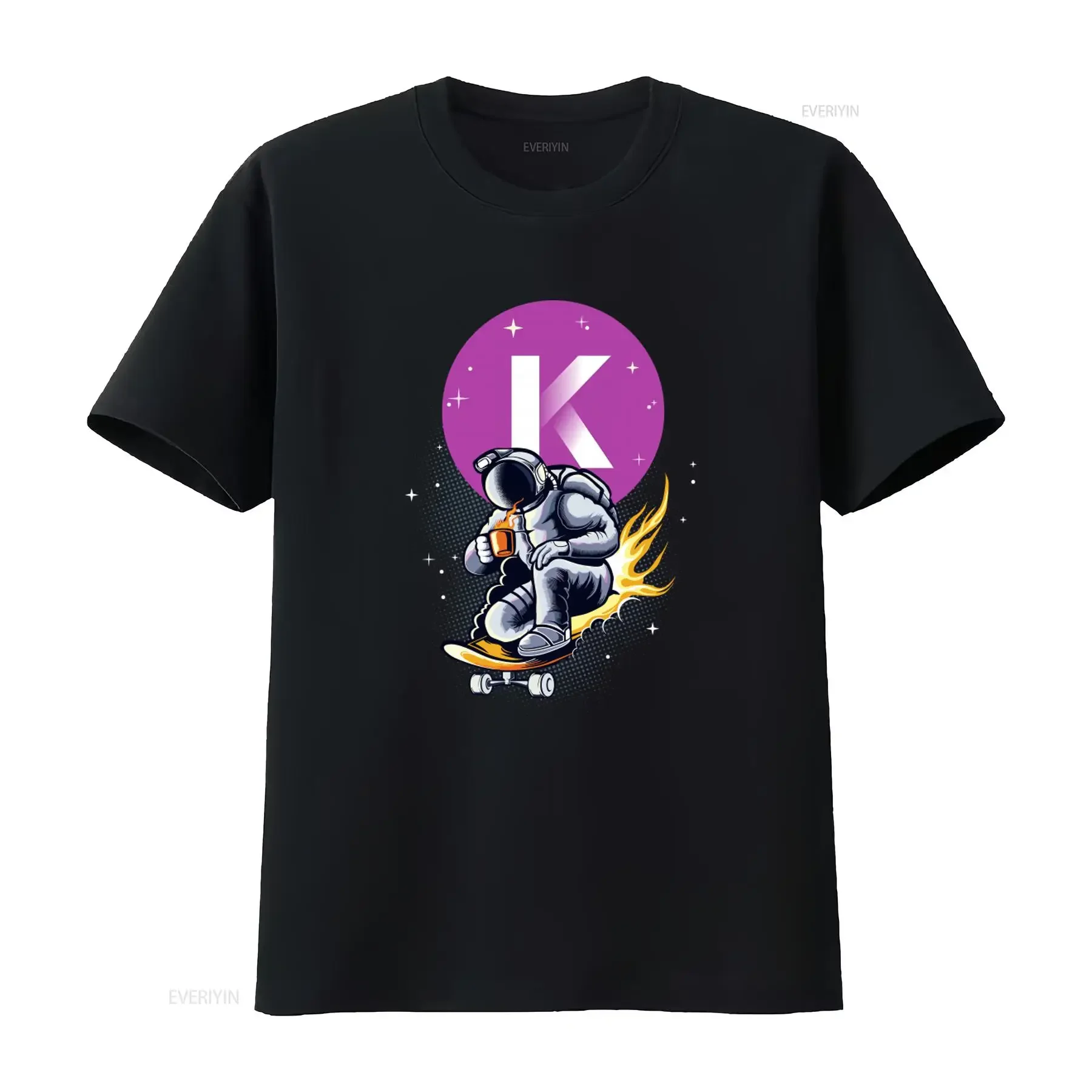 Kadena Crypto Astronaut Skateboarding T Shirt Coin Kda Token Space Design vintage Washed Unisex designer clothes Breathable
