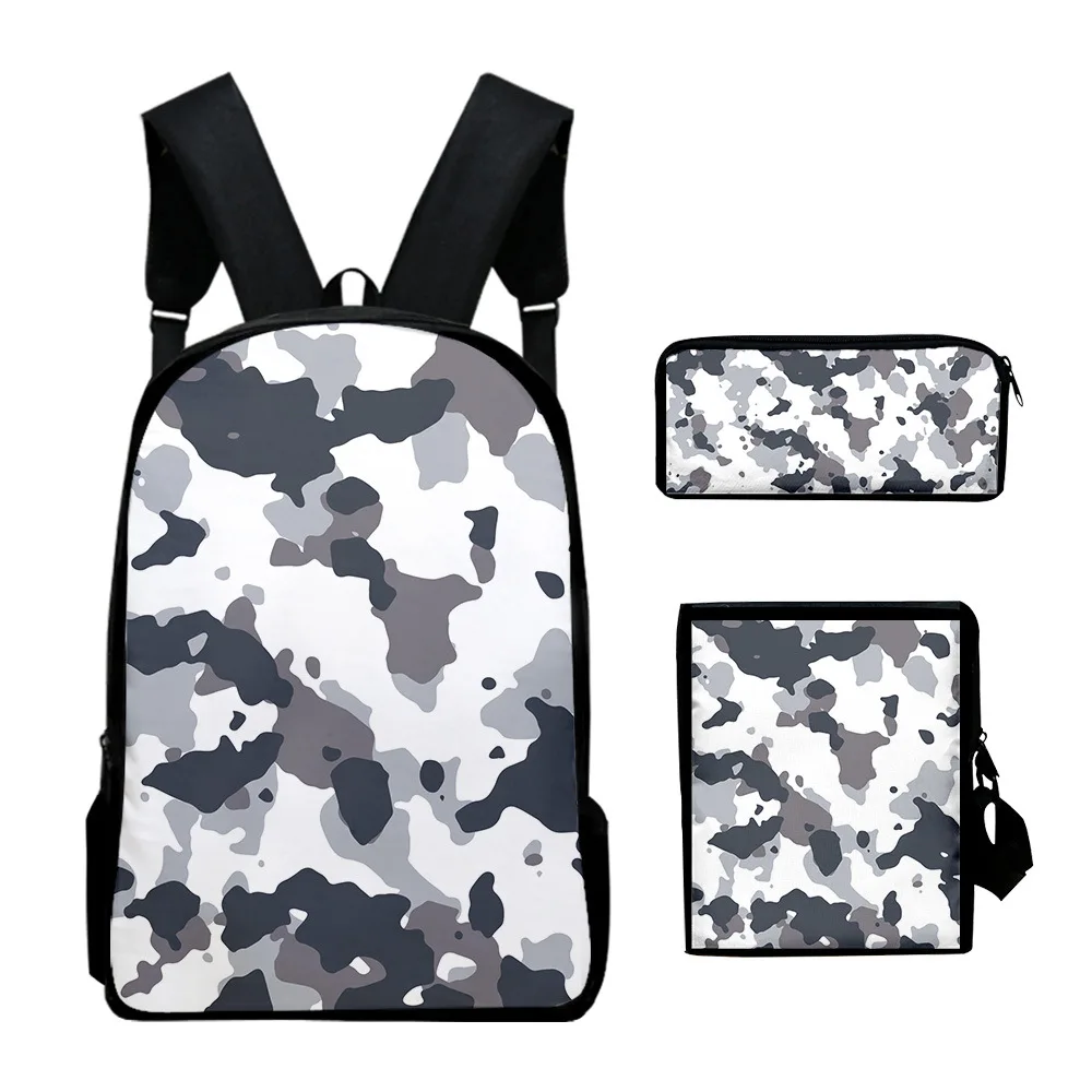 

Popular Youthful Camouflage 3D Print 3pcs/Set Student Travel bags Laptop Daypack Backpack Shoulder Bag Pencil Case