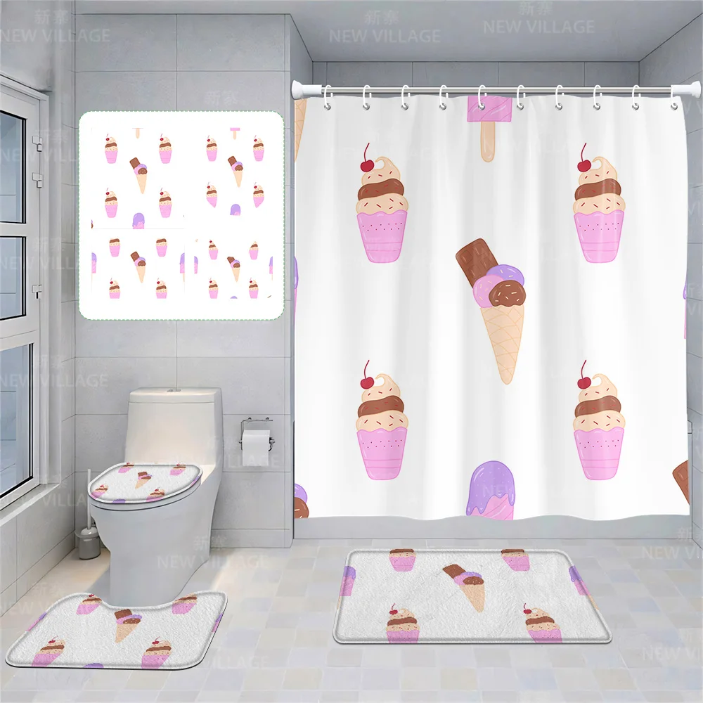 

Шторы для дома и душа, декоративные водонепроницаемые тканевые Нескользящие коврики для ванной, абсорбирующие современные занавески в скандинавском стиле, с забавной едой