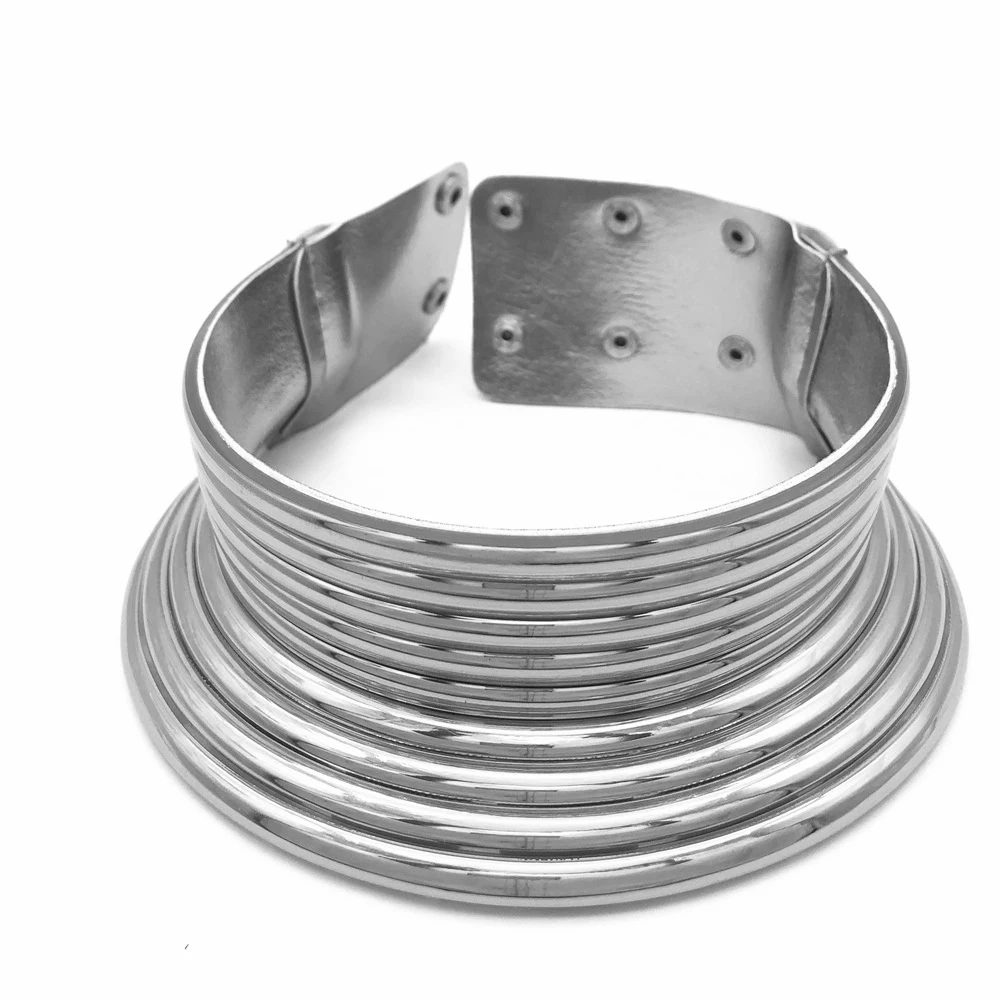 ABQR collier africain ensembles de bijoux exagéré deux mains Bracelet femmes ensemble de fête de mariage bijoux couleur argent