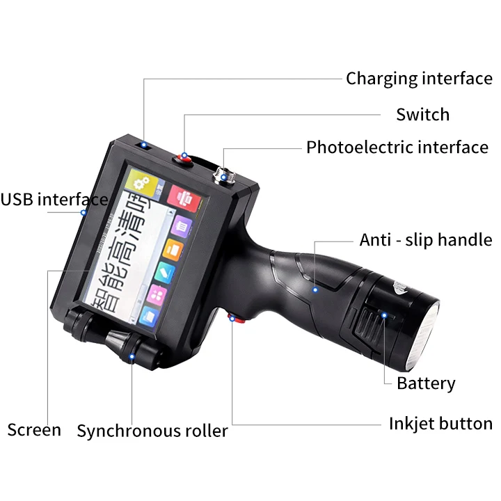 Portable Handheld Inkjet Printer   4.3'' Touch Screen 2000mAh Rechargeable Quick-Drying Inkjet Coding Machine Printing logo