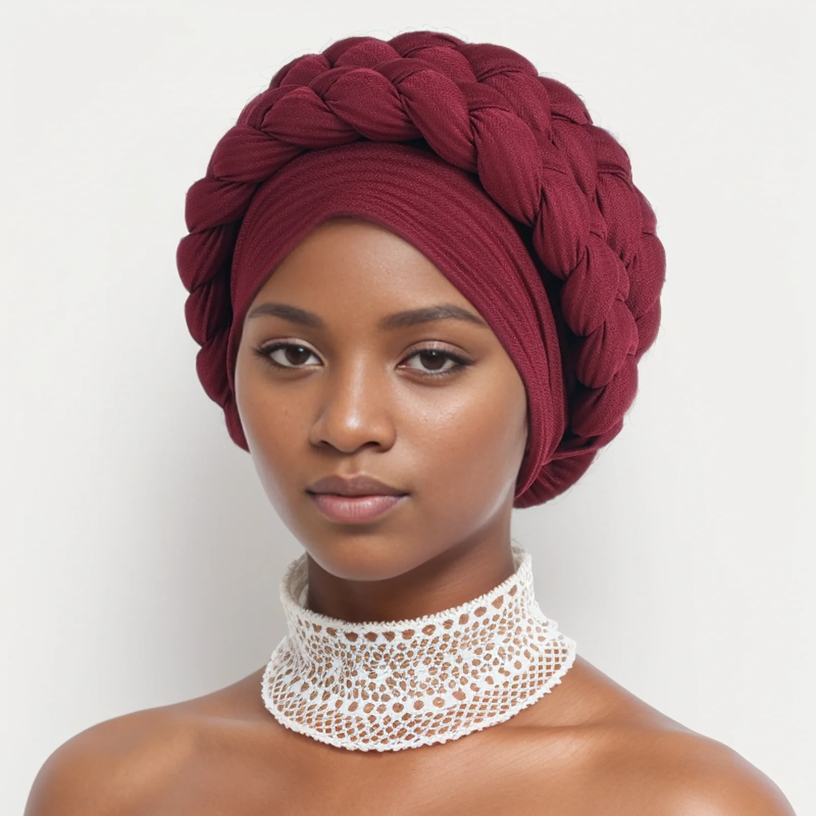 Braid Halo Turban Cap African Women's Head Wraps Nigeria Wrap Head Bonnet Ready to Wear Female Headtie Autogele Turbante mujer