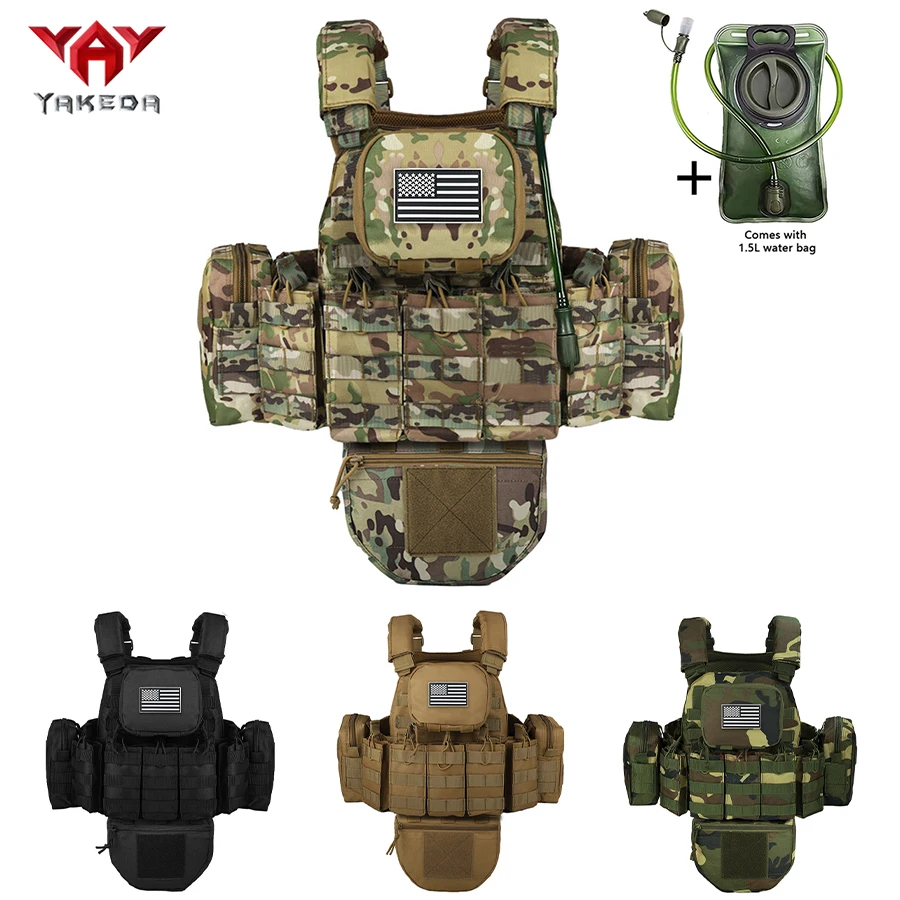 

YAKEDA Detachable vest with 1.5L water bag MOLLE system and detachable abdominal bag