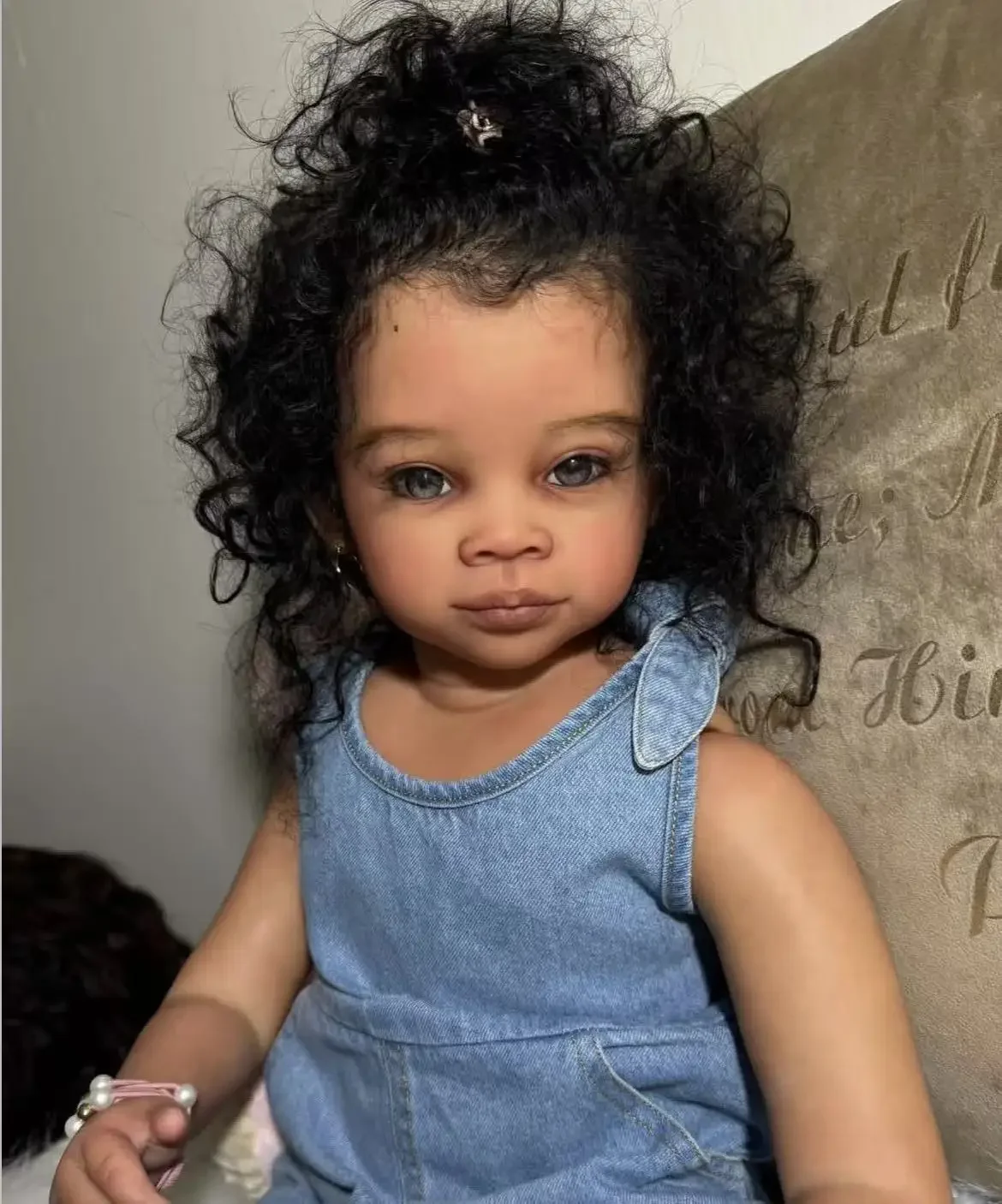 EGO Customized Collectible Supply 76cm Reborn Baby Meili With Hand-Rooted Hair Dark Skin Already Finished Doll