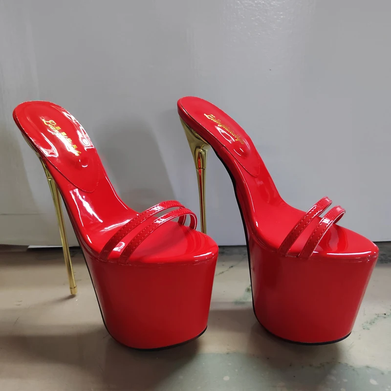 

Fashion Slippers 19cm Thin High Heels Platform Sandals Sexy Shoes Woman Pumps Summer Red White Catwalk Shows Stilettos WSH5541