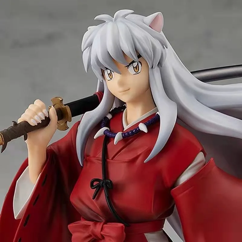 Figura de acción de Anime Inuyasha de 20cm, estatua coleccionable de pie, dos estilos (pelo blanco/negro) para juguetes y pasatiempos