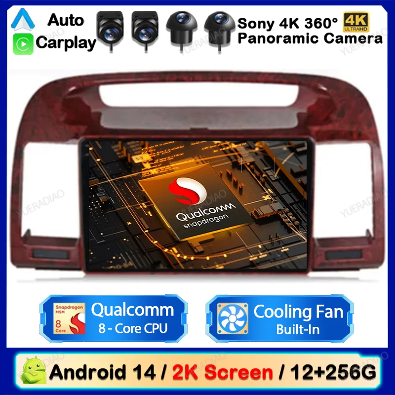 Android 14 Car Radio For Toyota Camry 5 XV 30 2001 - 2006 GPS NAVI Wireless Carplay Auto Multimedia Video Player 4G+WIFI QLED BT