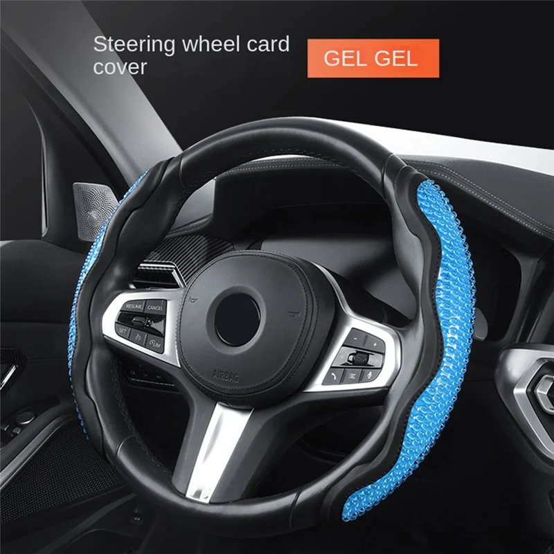 Universal Steering Wheel Cover Summer Cold Gel Anti-Slip Snap-on Snap-on Two Side Sleeve Protective Cover Black