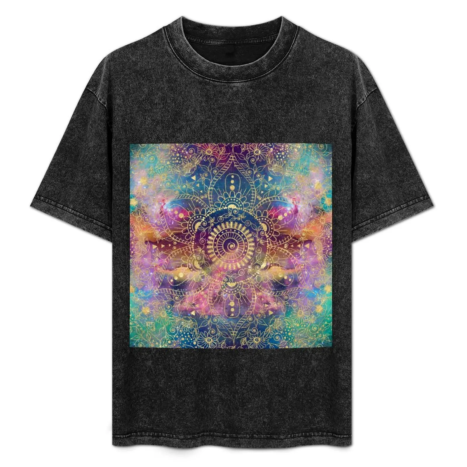 Gold Mandala Watercolor Colorful Nebula T-Shirt boys whites vintage clothes mens graphic t-shirts pack