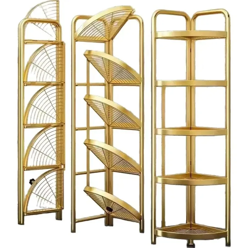 Luxury Floor to Ceiling Metal Triangular Storage Rack for Household Bathroom