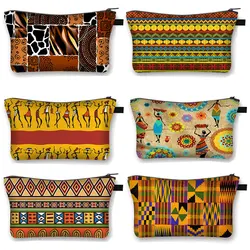 African Pattern Girl Cosmetic Bag Fashion Handbag Afro Woman Makeup Bags Cute Purse Lipstick Storage Bag Ladies Cosmetic Case