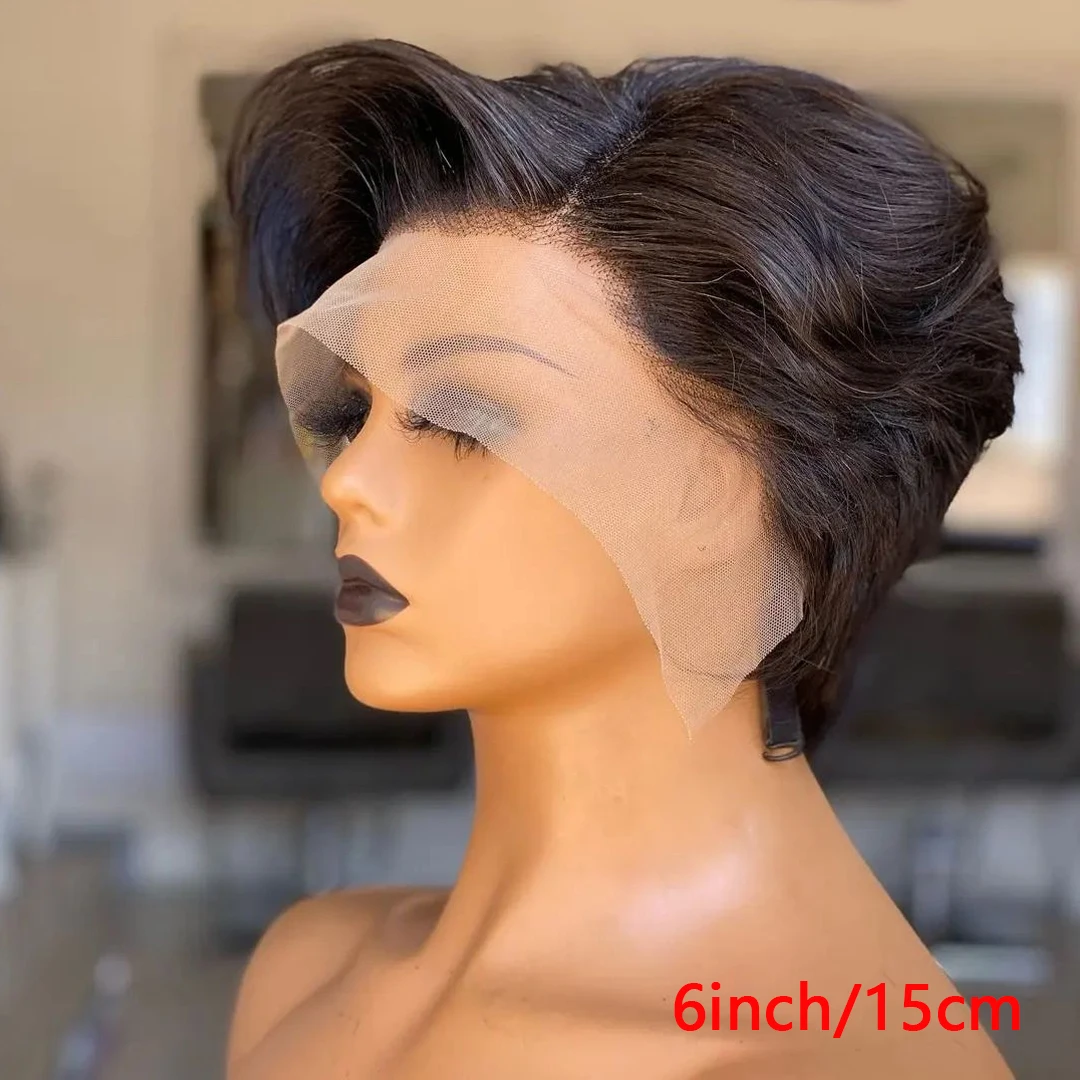 

Straight Short Pixie Cut Wigs 100% Human Hair 13x4 Transparent Lace Front Wigs Brazilian Human Hair For Black Women 180% Density