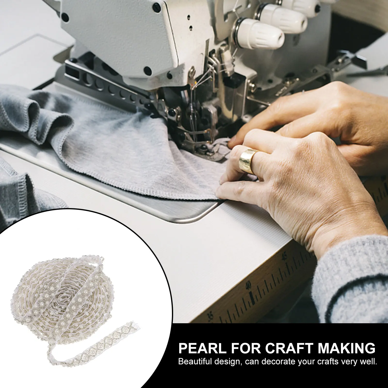 

Pearl Gauze 2Yds 1cm Edge for Clothes Dresses Curtains DIY Craft Elegant Decorative Skirt H Trim Pearl