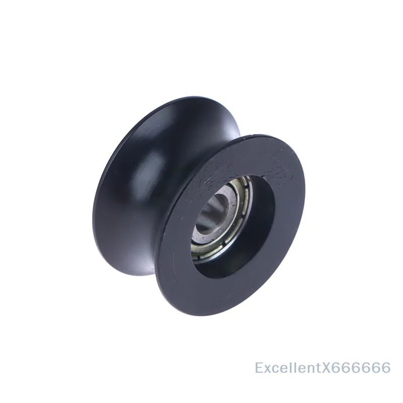 5*26*13 Nylon POM Wrapped Plastic Bearings Pulley U-shaped Groove Black 14mm Diameter Track Wheel Rubber Coating