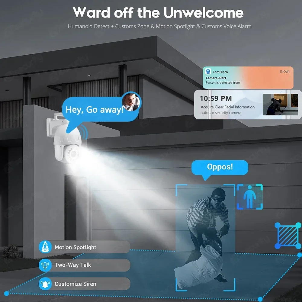 야외 자동 추적 보안 돔 카메라, 컬러 나이트 비전, 금속 CCTV 캠, 4K 소니 5X 광학 줌, 와이파이 PTZ IP 카메라, 8MP, 5MP