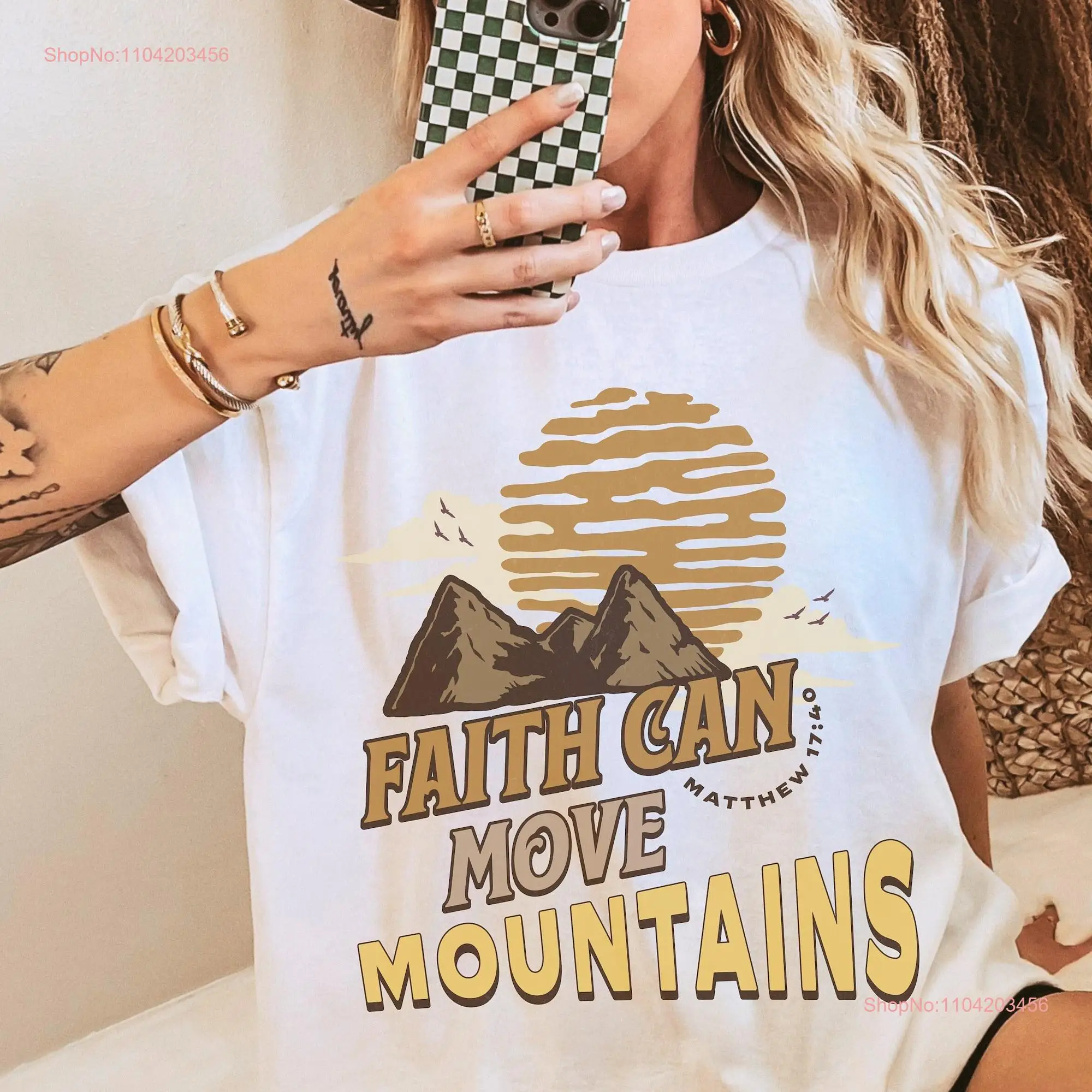 Faith can move Mountains Christianity T Shirt Bible verse gift for her Boho Western Catholic Church clothes Trendy Jesus tee