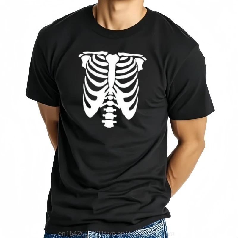 Skelett T-Shirts Pullover Halloween schwarz weiß Rippen glücklich Halloween ai23