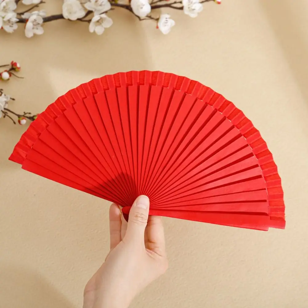 Multicolor Simple Spanish Plain Fan Handmade Art Craft Pure Wood Folding Fan Solid Color Decorative