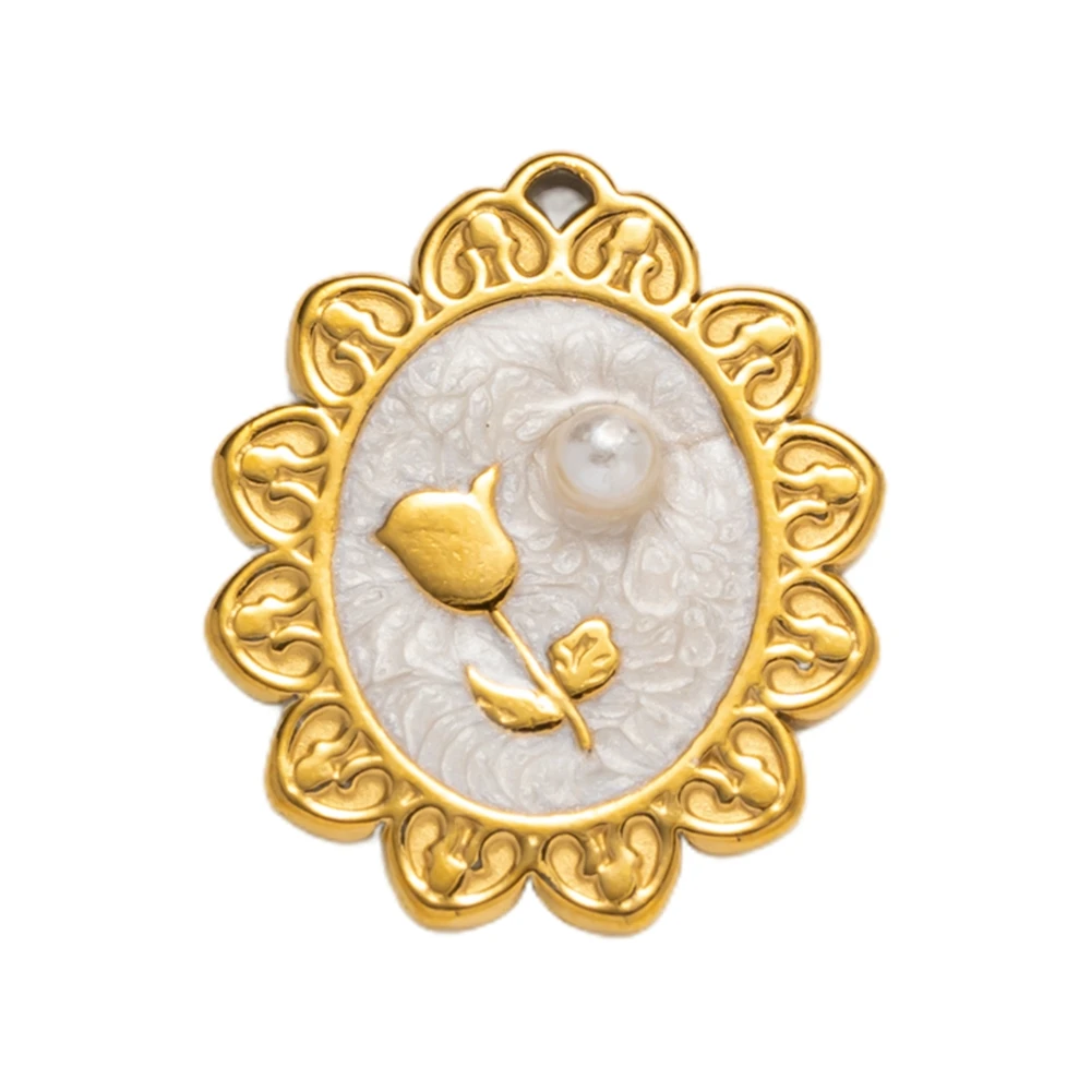 5 قطعة الفولاذ المقاوم للصدأ المينا زهرة تقليد اللؤلؤ المعلقات Charms DIY بها بنفسك القلائد سوار مستلزمات صناعة المجوهرات النتائج #5