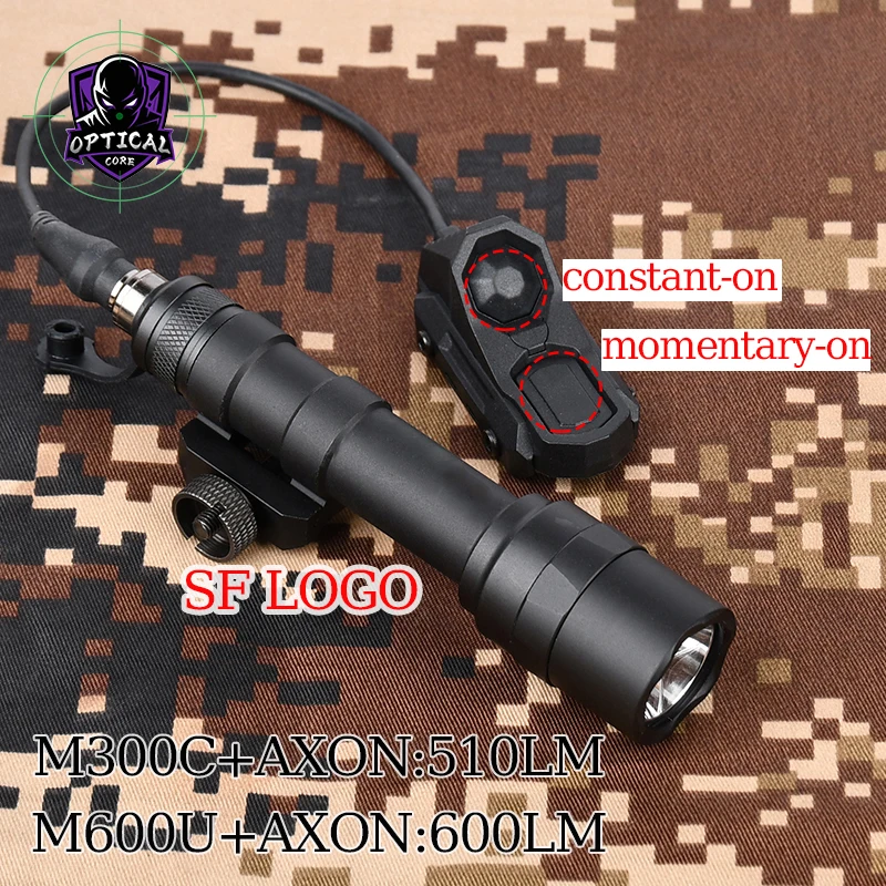 Tactical M300C Mini Scout Lamp M600U Flashlight Airsoft Hunting White LED Lighting+AXON Pressure Switch SF PLUG Dual Function