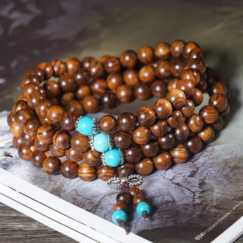 Black rosewood 108-bead DIY bracelet, Buddhist prayer , multi-loop wooden beads men and women, suitable for meditation