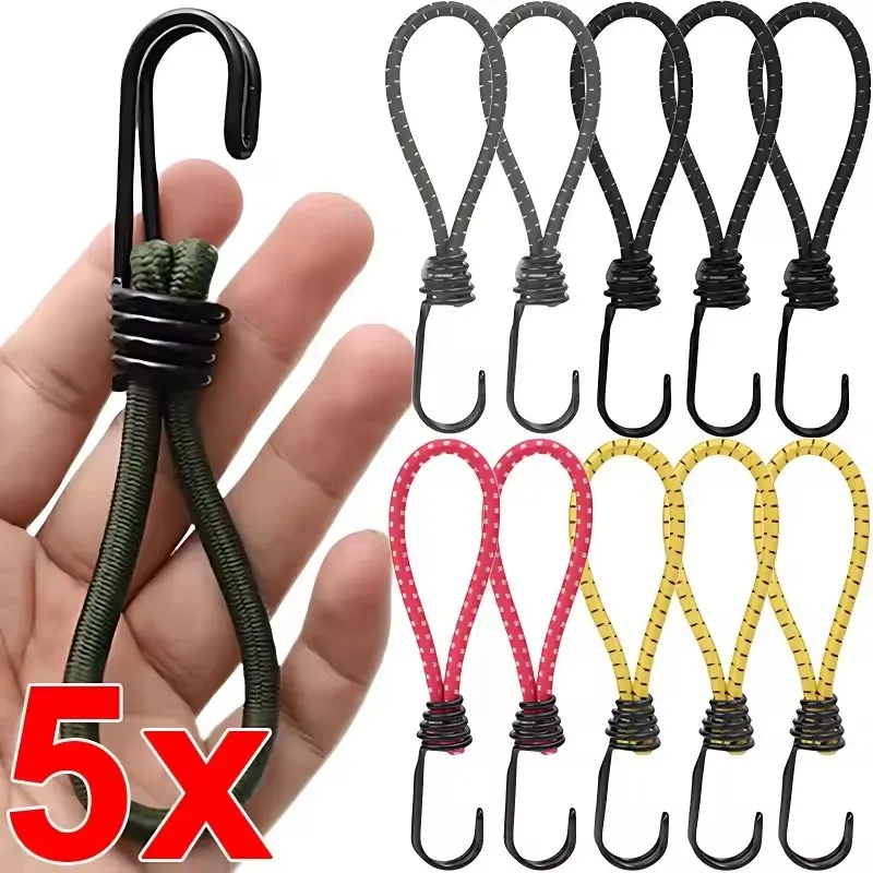 1/3/5Pcs Elastic Rope Cord Hook Versatile Outdoor Camping Canopy Tarp Tent Fixing Cord String Carabiner Hooks Accessories