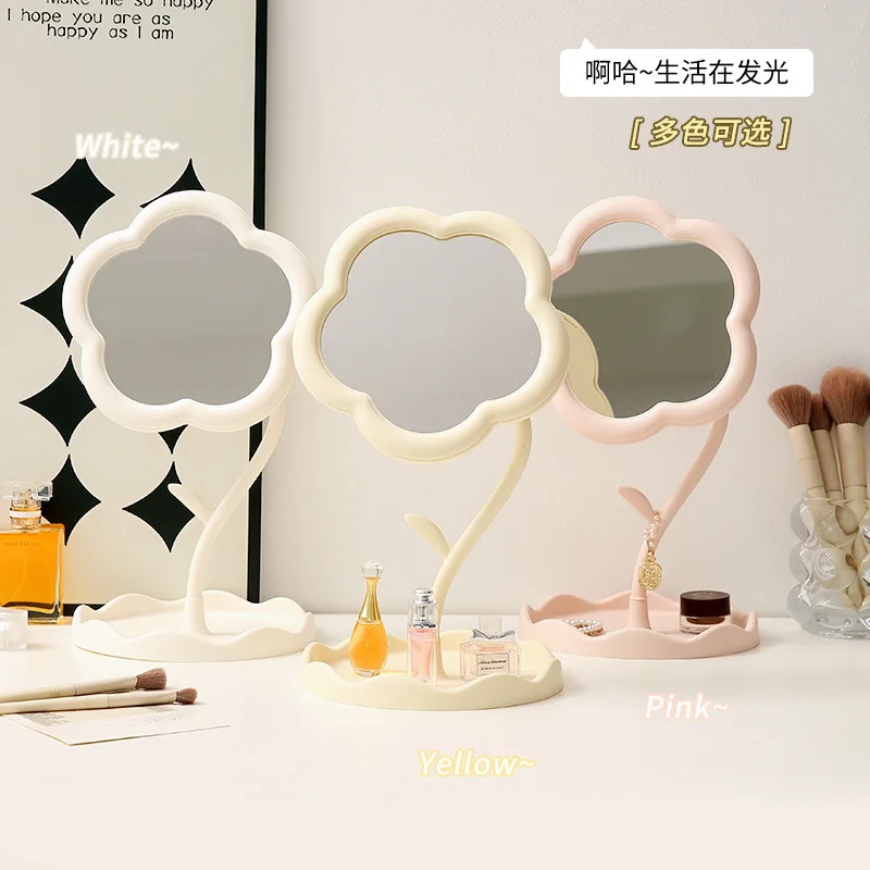 Makeup Mirror Adjustable Height Cute Dressing Table ins Flower Bedroom Student Dormitory Makeup Mirror Face Mirror Wholesale