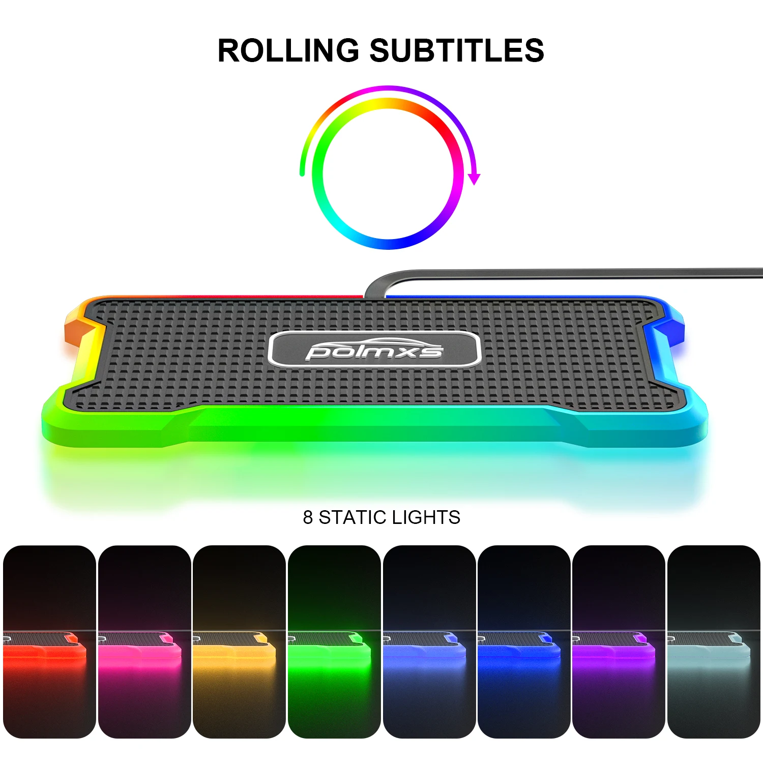 Polmxs 15W Wireless Charger Non-slip with RGB LED Light Type C Wireless Charging Pad for Car for iPhone 14/13/12 Samsung S23/S22