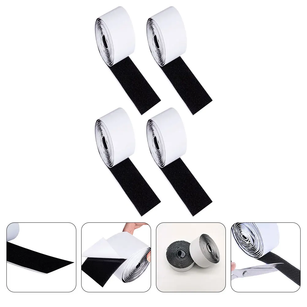 

4 Rolls Install Tape Strips Sticky Guitar Adhesive Hook and Loop Fastener Hanging Pedal Board Electric Accessory