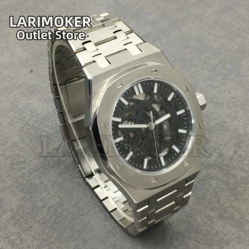 LARIMOKER 41MM NH70 Automatic Movement Watch Sapphire Glass Luminous Stainless Steel Polygonal Case Waterproof Mechanical Watch