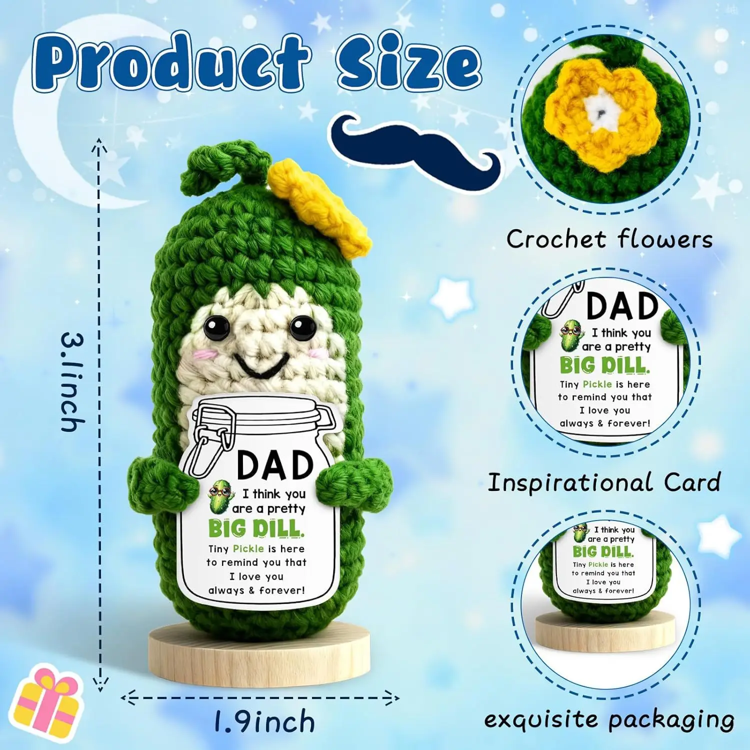 Funny Emotional Support Positive Crochet Cucumber Doll Christmas Home Decoration Handmade Knitted Cucumber Desktop Ornament Gift