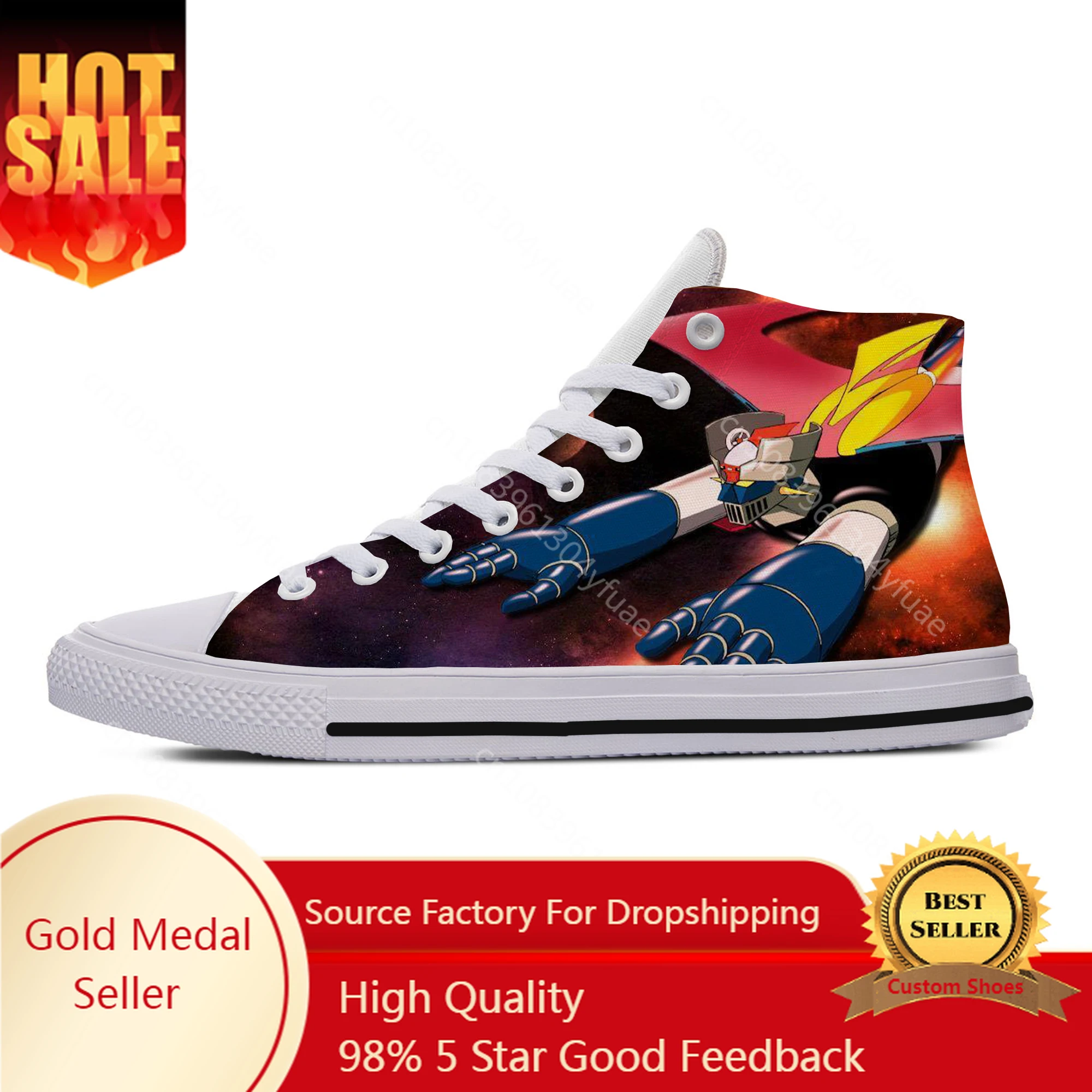 

Hot Japanese Anime Manga Mazinger Z UFO Robot Fashion Woman Man Lightweight Sneakers High Quality High Help Casual Board Shoes