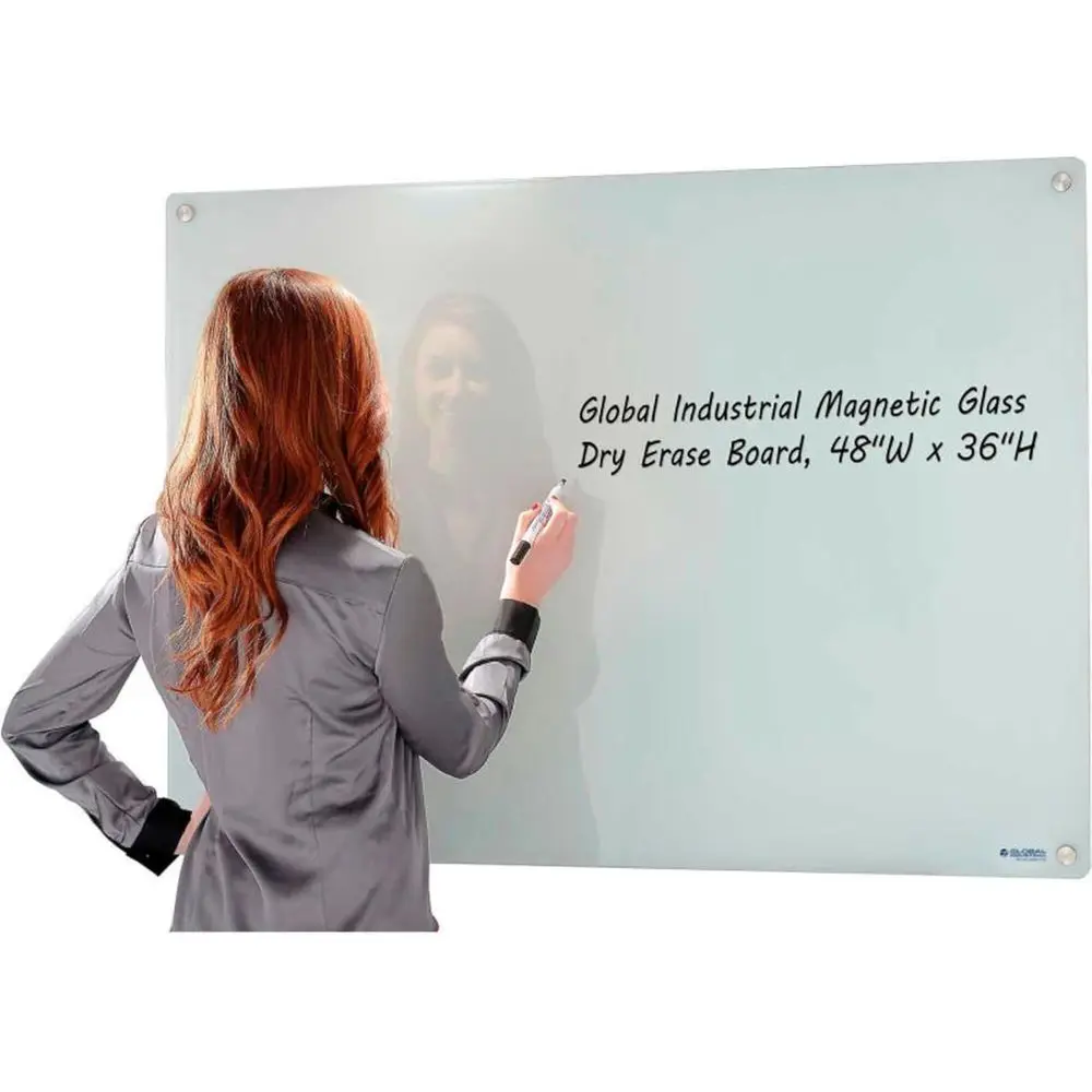 48 Wide x 36 Tall Tempered Glass Magnetic Dry Erase Whiteboard with Accessories