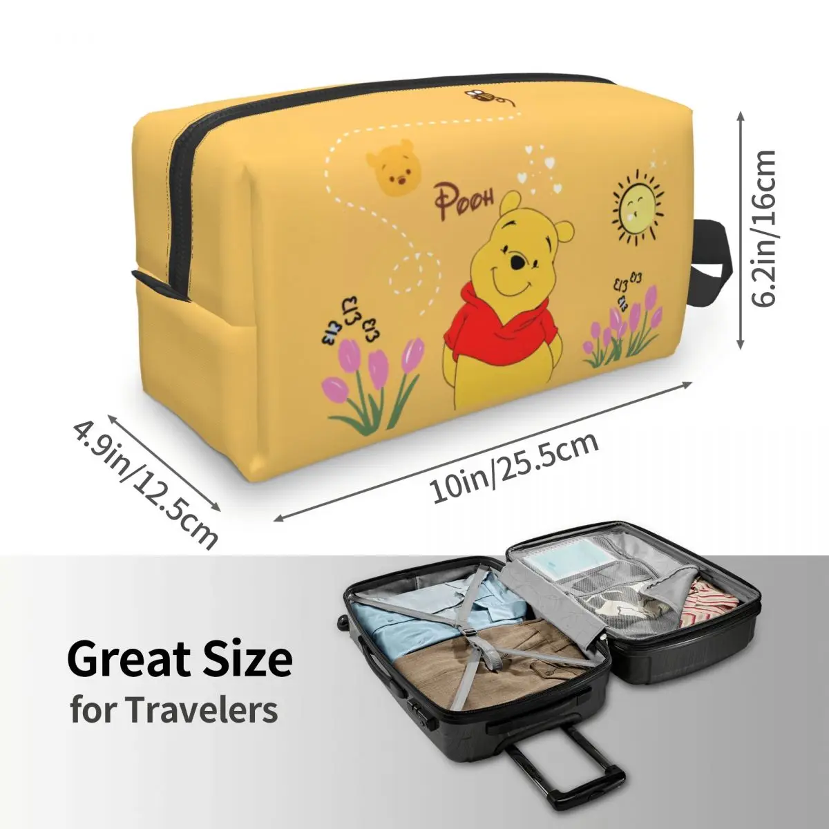 Custom Winnie Pooh Bear Cosmetic Bag Women Cute Big Capacity Anime Cartoon Makeup Case Beauty Storage borse da toilette