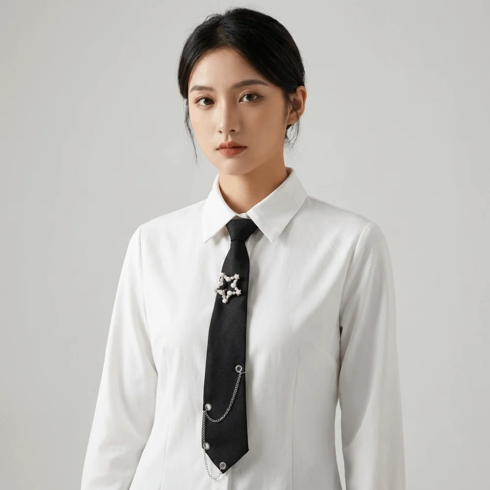 Elegant Korean Style Star Tie Tassels JK Long Necktie Academic Style College Style Shirt Tie Women