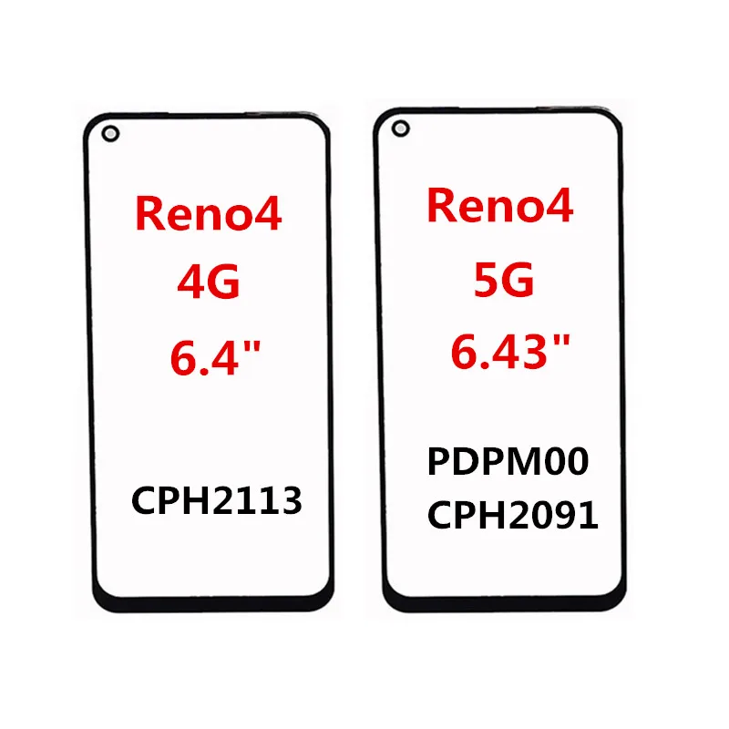 Reno5 Front Screen For OPPO Reno Z K5 K3 2 2Z 3 4 SE 5 Lite 6 4G 5G Touch Panel LCD Display Out Glass Replace Repair Parts+OCA