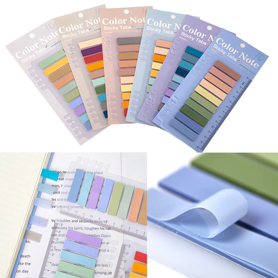 200sheets Morandi Sticky Tabs Sticky Notes  Tabs Page Markers Memo Pad Stickers Notepad Book Annotation Office School Cute