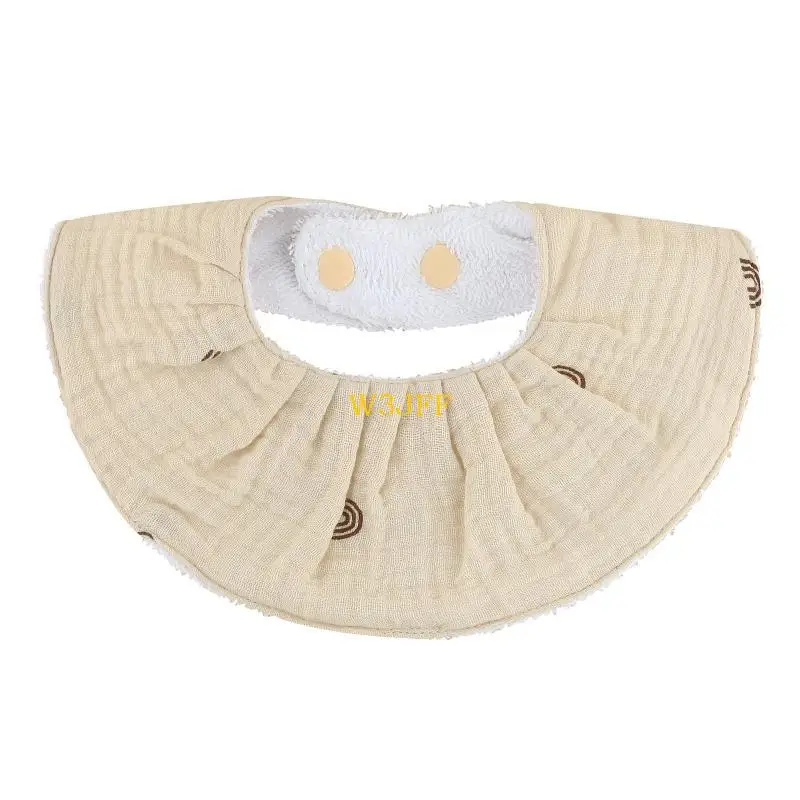 

W3JF Baby Bib Saliva Towel Solid Color Feeding Burp Cloth Adjustable Button Bibs