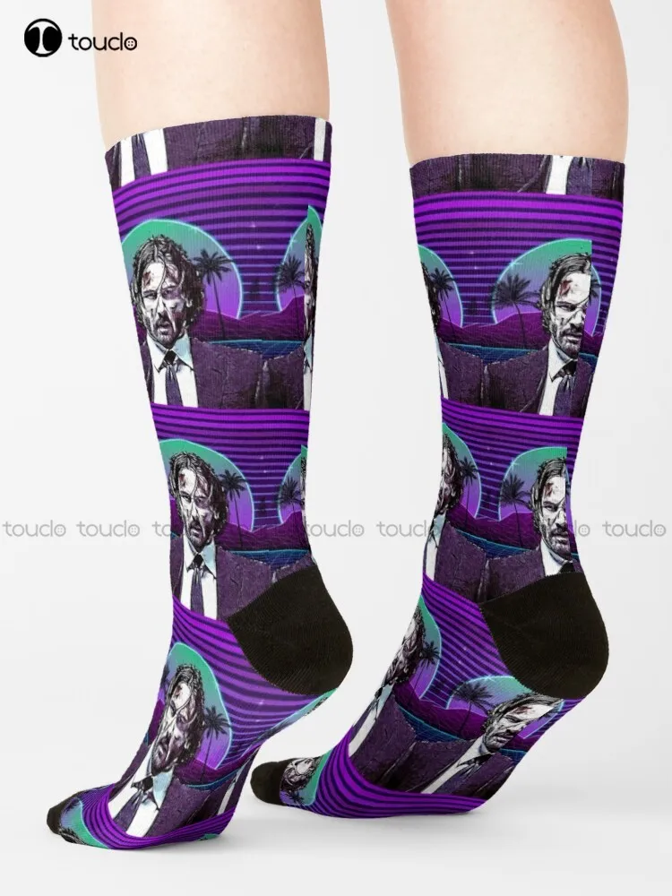 

Jw John Wick Wick John Keanu Reeves Synthwave Socks Work Socks Cartoon Comfortable Best Girls Sports 360° Digital Print Harajuku