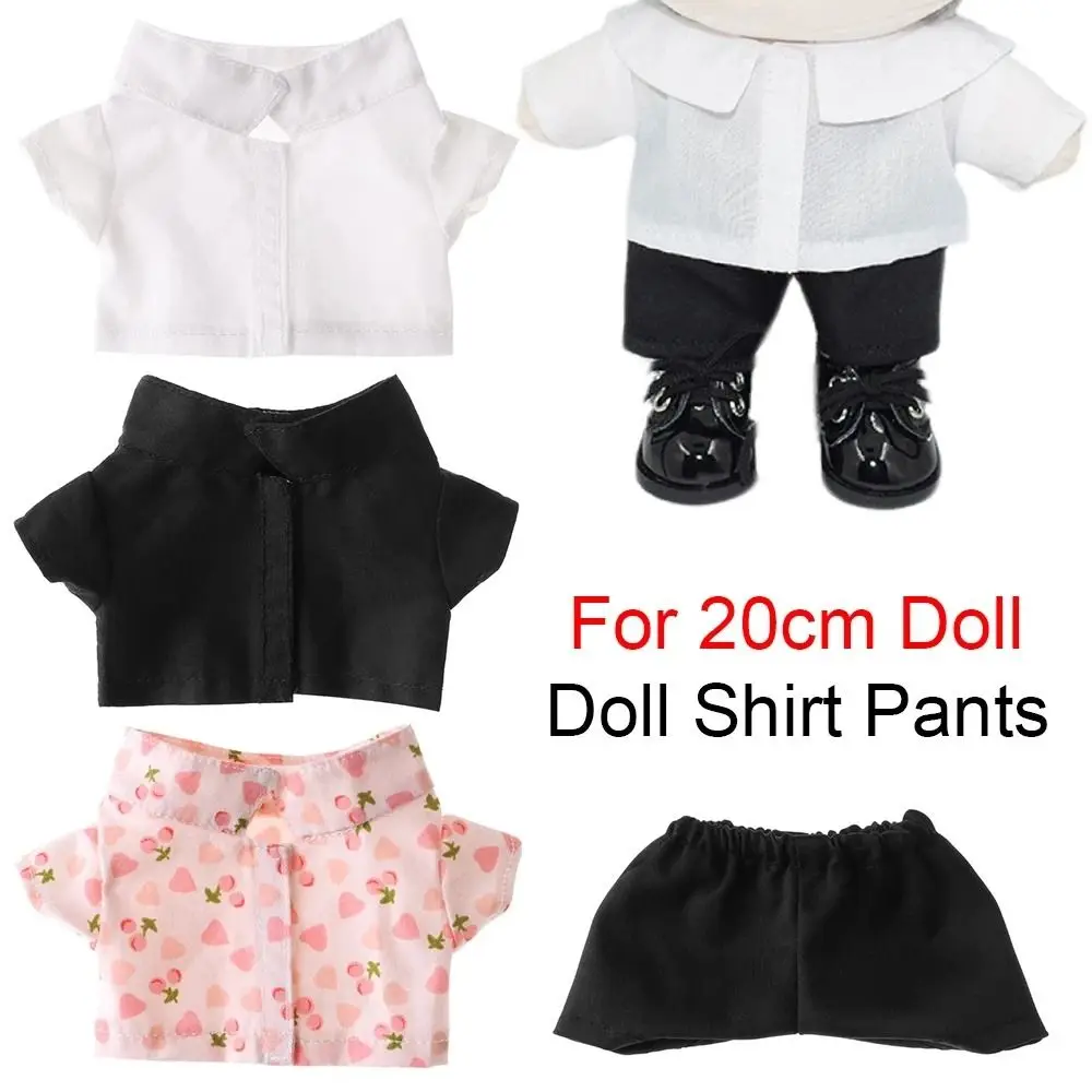 Dressing Stripes Short Sleeve 20 cm Stuffed Doll Clothes Black White Doll Plush Clothing Doll Shirt Doll Clothes Doll Pants