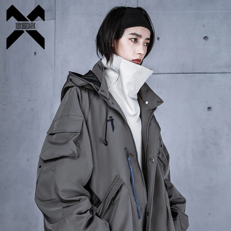 

11 BYBB'S DARK Hip Hop Hooded Jacket Coat for Women Tactical Function Jacket Loose Hoody Windbreaker Oversized Techwear Clothes