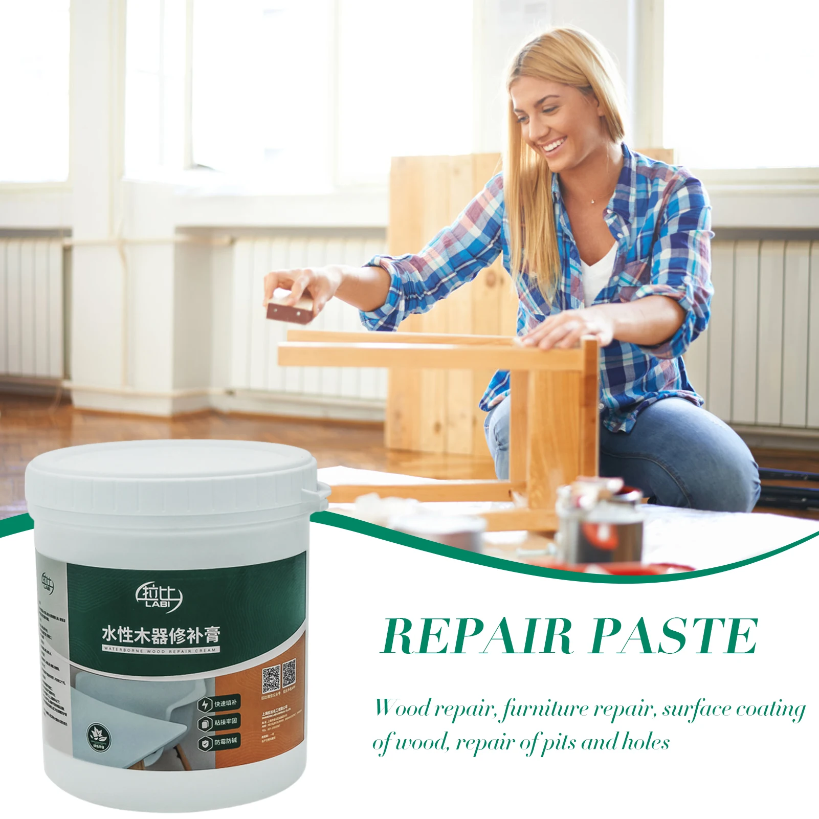 

Liquid Wood Filler Cream Drywall Hole Patch Repair Wood Liquid Cream for Interior and Exterior Wood Sealer