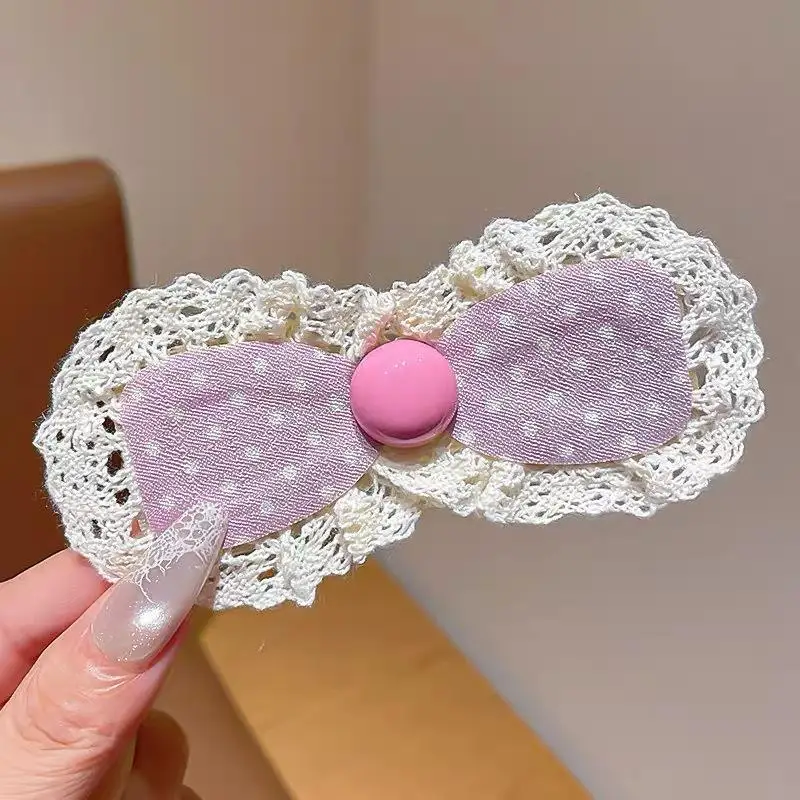 2 Stück koreanische Spitzenaufkleber, Haarspangen zum Sortieren von kaputten Haaren, Mädchen Lolita Blumenschleife, Baby-Pony-Sticker, Kinder-Haaraccessoires – Detail 11